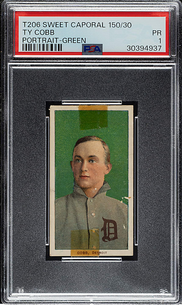 1909-1911 T206 White Border Ty Cobb Portrait Green Background PSA POOR 1