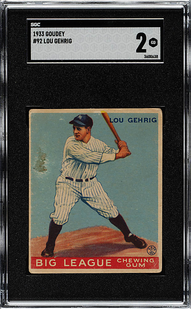 1933 R319 Goudey #92 Lou Gehrig SGC GOOD 2