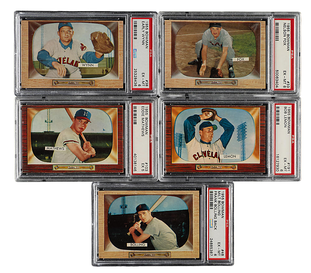 1955 Bowman Near-Complete Set (307/320) Including 202 PSA-Graded Cards