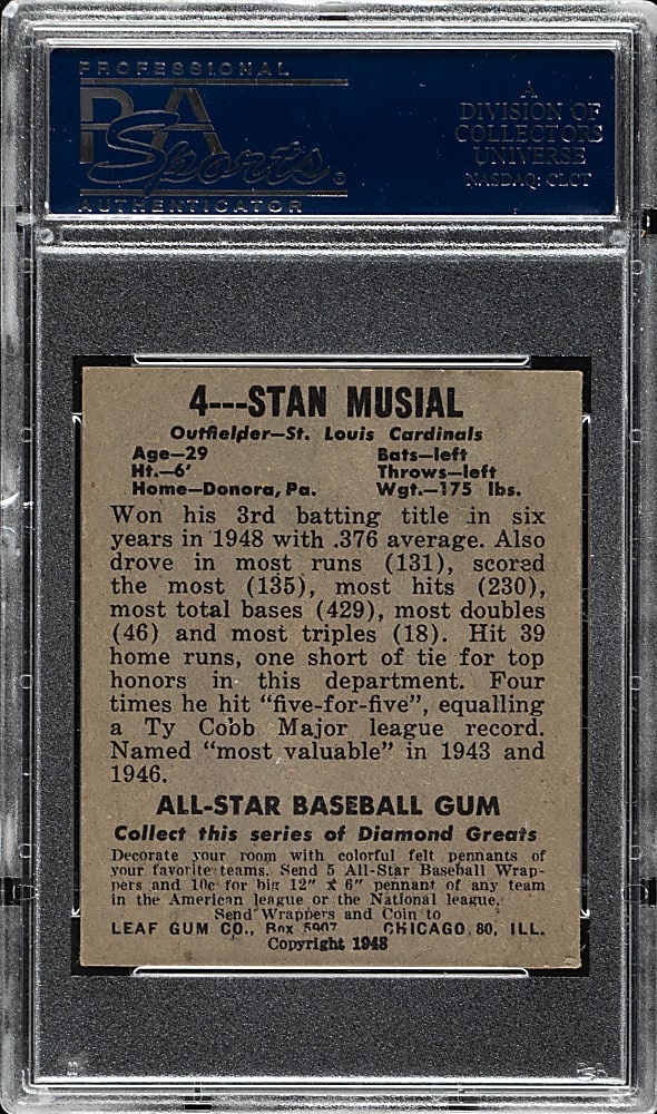 1948-1949 Leaf #4 Stan Musial Rookie PSA VG-EX 4