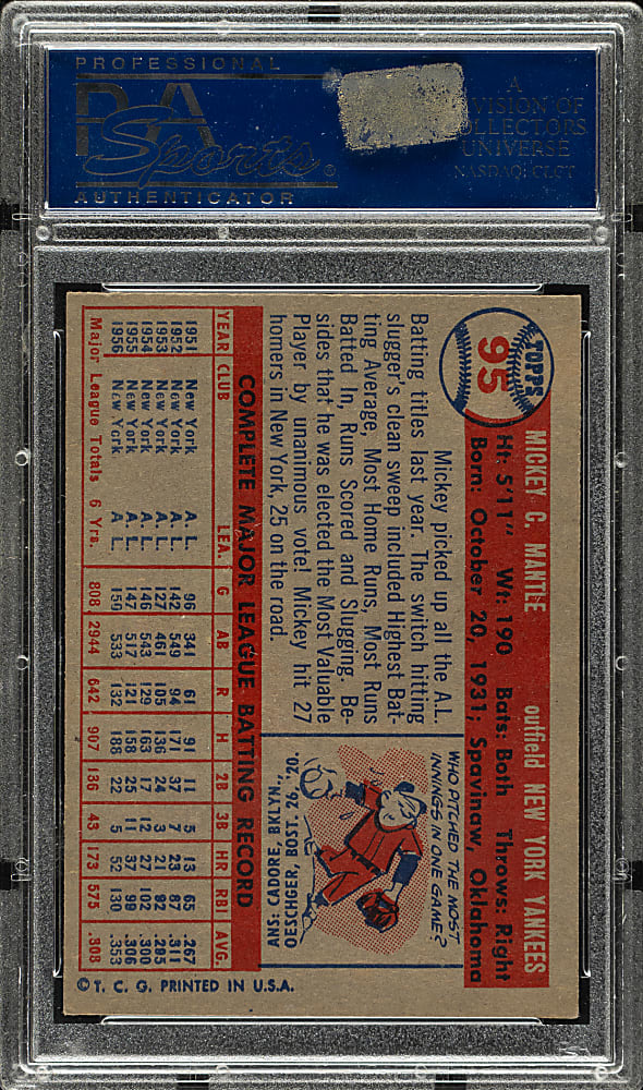 1957 Topps #95 Mickey Mantle PSA EX-MT 6