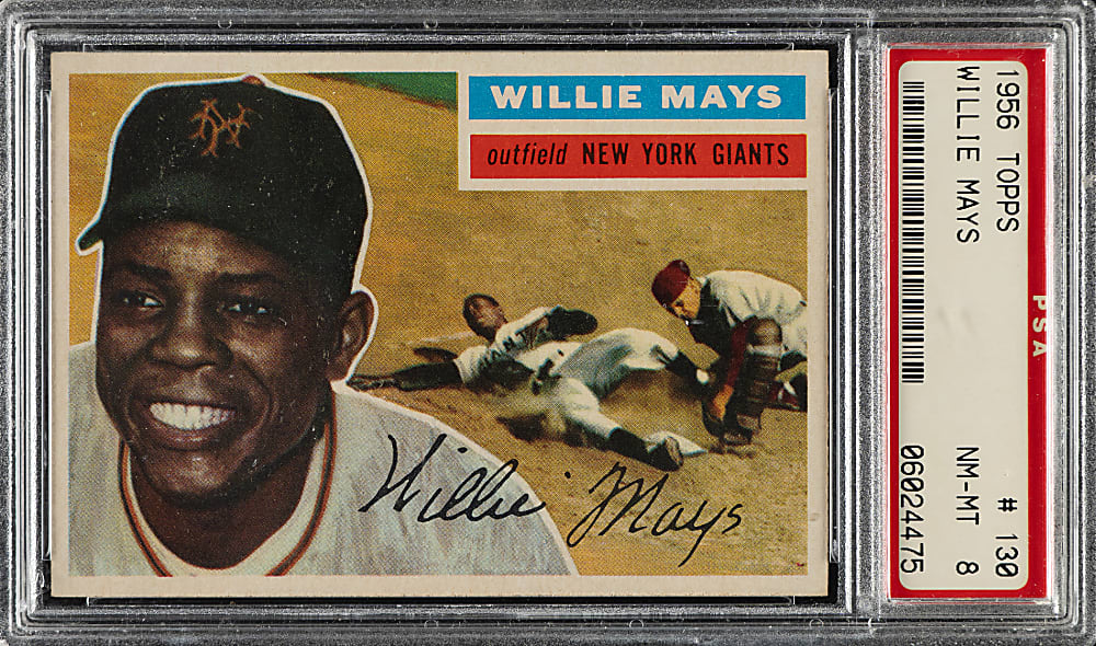 1956 Topps #130 Willie Mays Gray Back PSA NM-MT 8