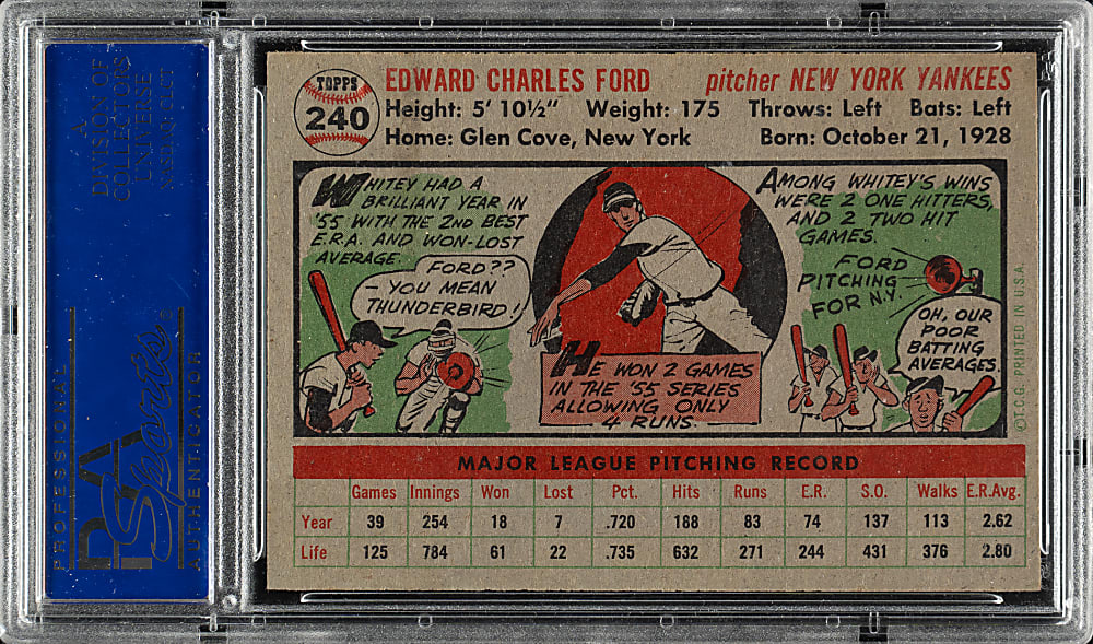 1956 Topps #240 Whitey Ford PSA NM-MT 8