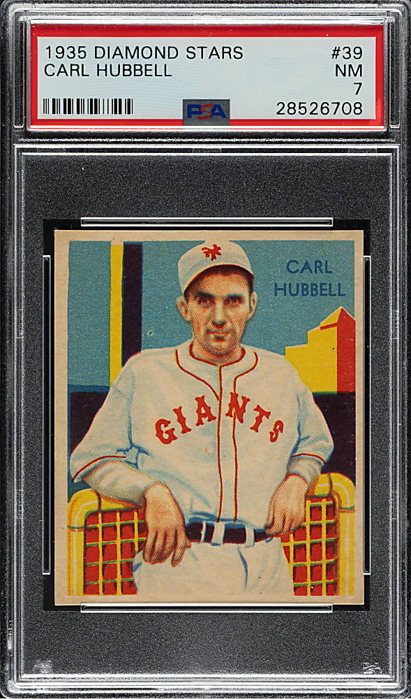 1934-1936 R327 Diamond Stars #39 Carl Hubbell PSA NM 7