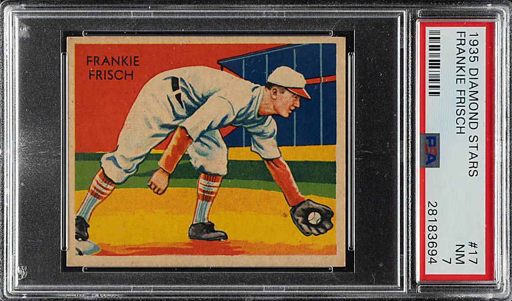 1934-1936 R327 Diamond Stars #17 Frankie Frisch (1935 Green Back) PSA NM 7