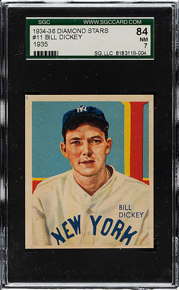 1934-1936 R327 Diamond Stars #11 Bill Dickey (1935 Green Back) SGC NM 84