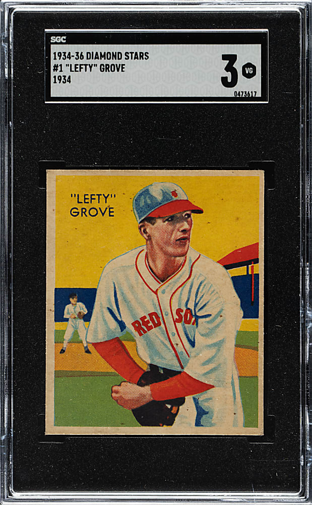 1934-1936 R327 Diamond Stars #1 Lefty Grove (1934 Green Back) SGC VG 3
