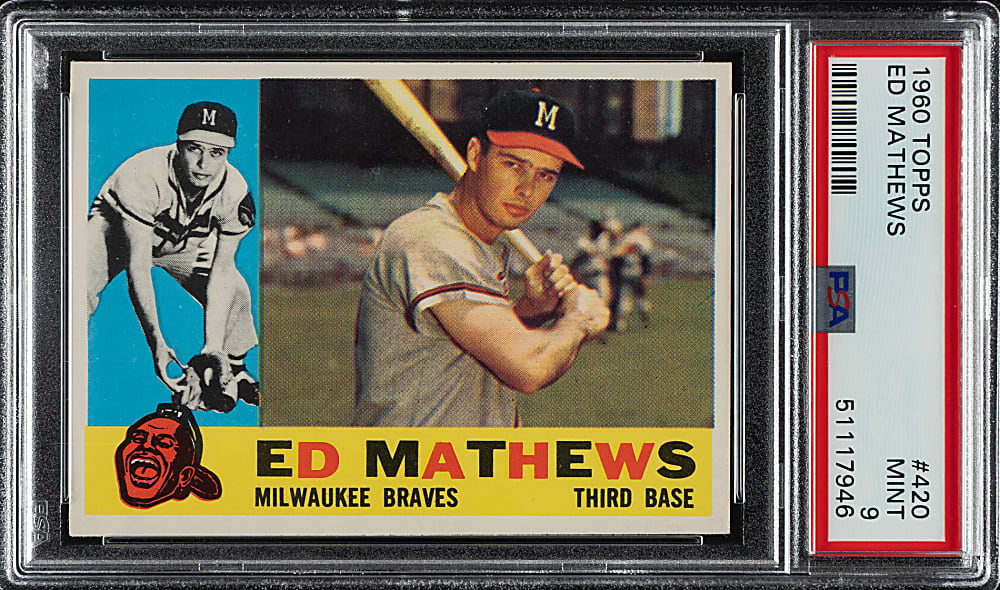 1960 Topps #420 Ed Mathews PSA MINT 9 - Highest Graded!