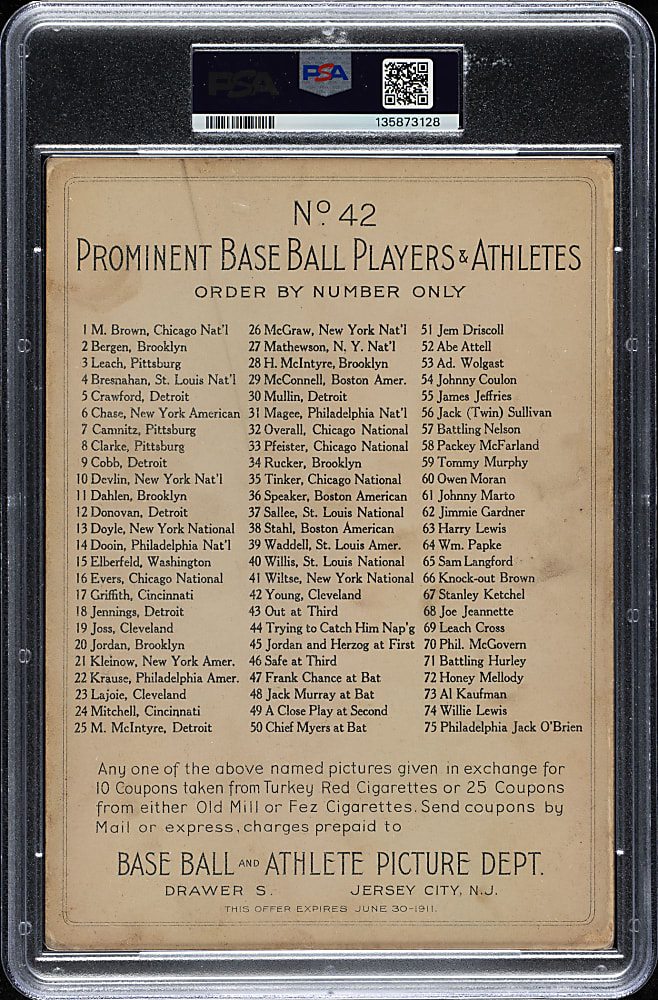 1911 T3 Turkey Red #42 Cy Young PSA GOOD 2