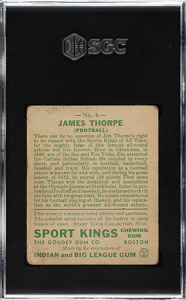 1933 R338 Sport Kings #6 Jim Thorpe SGC VG 3
