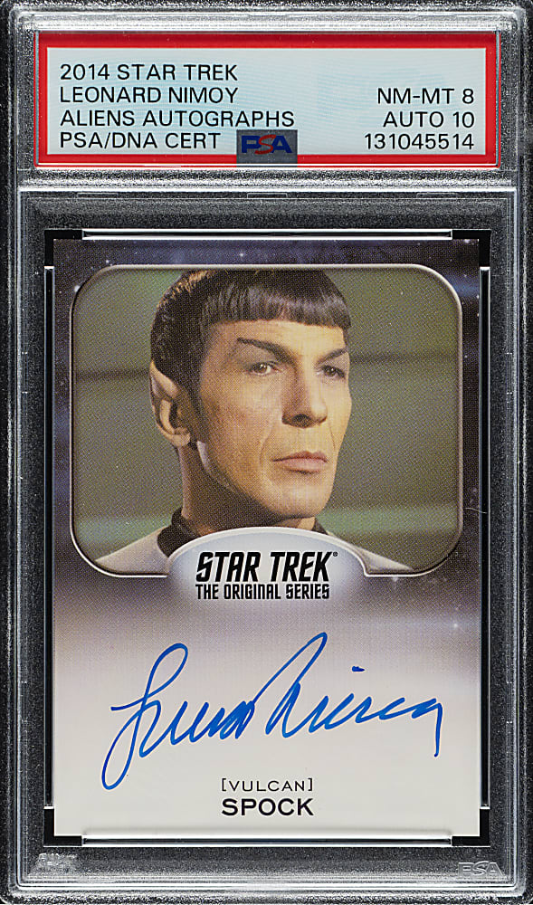 2014 Star Trek Aliens Autographs Leonard Nimoy PSA NM-MT 8 with GEM MINT 10 Signature