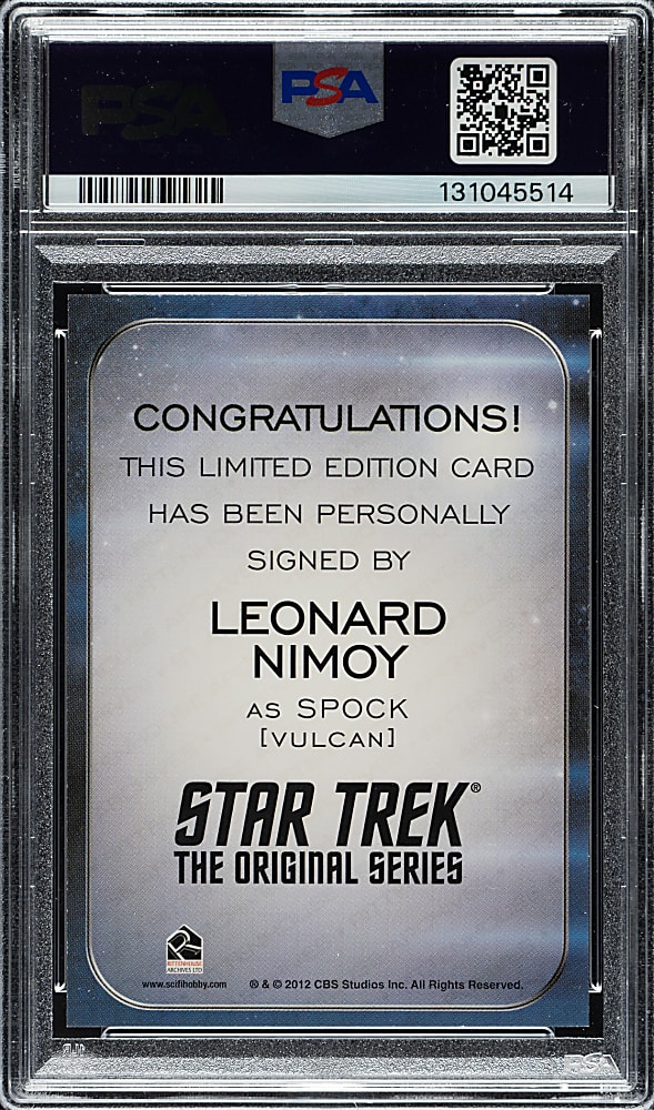 2014 Star Trek Aliens Autographs Leonard Nimoy PSA NM-MT 8 with GEM MINT 10 Signature