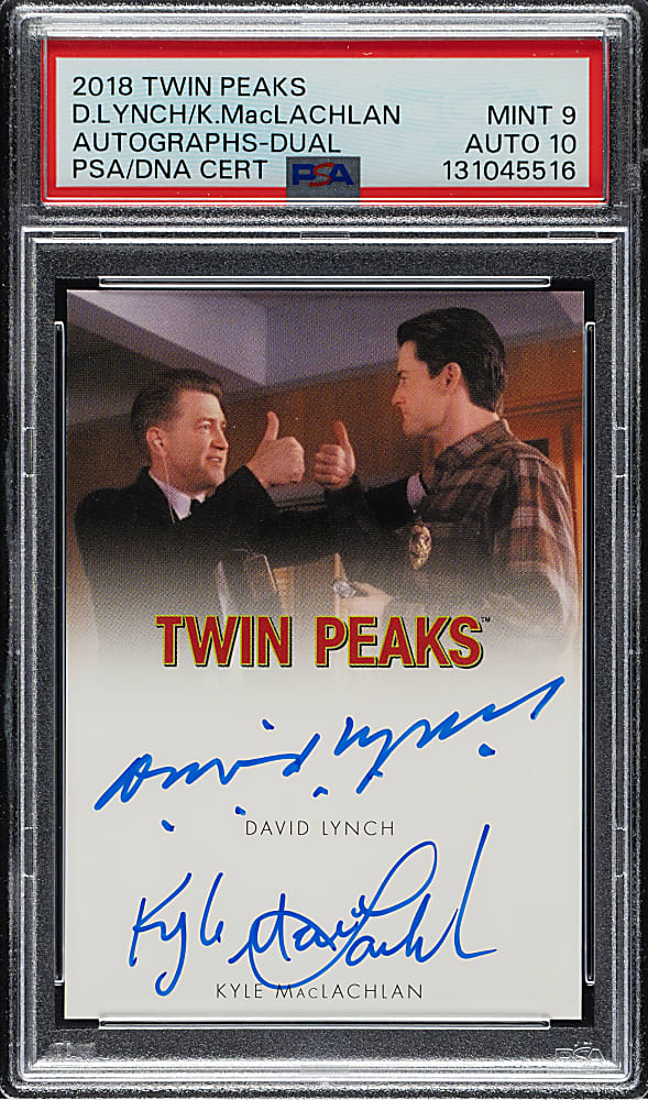 2018 Twin Peaks Autographs David Lynch/Kyle MacLachlan PSA MINT 9 with GEM MINT 10 Signature