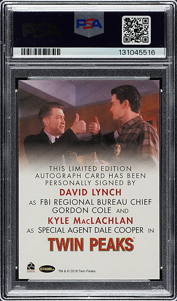 2018 Twin Peaks Autographs David Lynch/Kyle MacLachlan PSA MINT 9 with GEM MINT 10 Signature