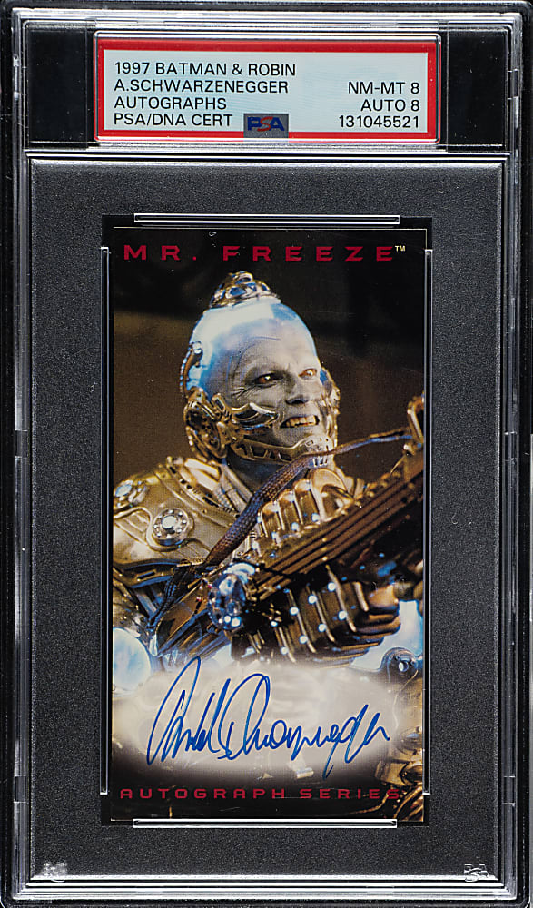 1997 Skybox Batman & Robin Autograph Arnold Schwarzenegger PSA NM-MT 8 with NM-MT 8 Signature