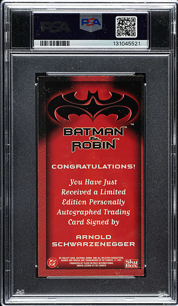 1997 Skybox Batman & Robin Autograph Arnold Schwarzenegger PSA NM-MT 8 with NM-MT 8 Signature