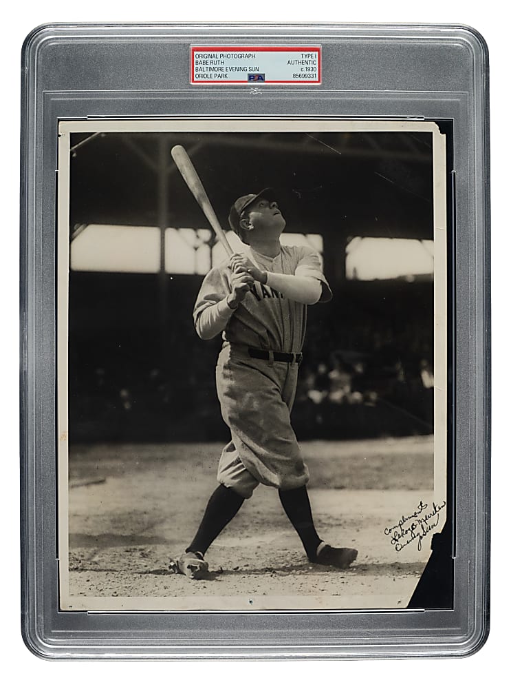 Circa 1930 Babe Ruth Oriole Park Original Baltimore Evening Sun Photograph PSA/DNA Type I