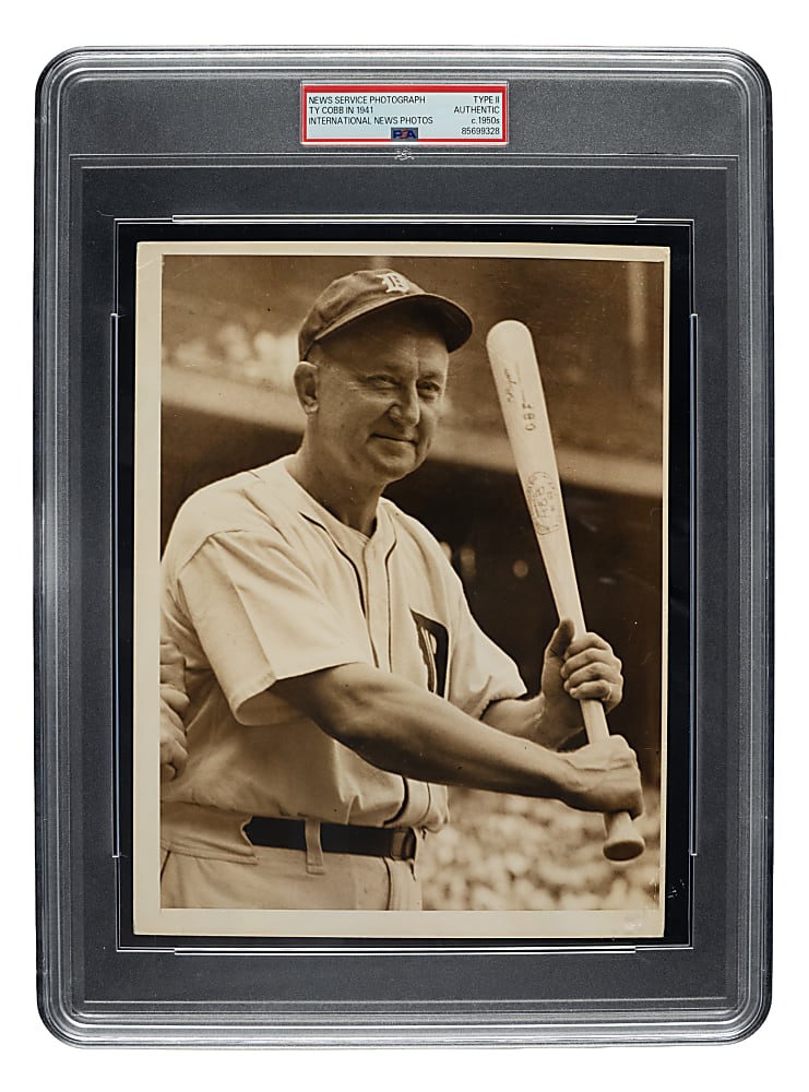 Circa 1950s Ty Cobb in 1941 Vintage International News Photograph PSA/DNA Type II