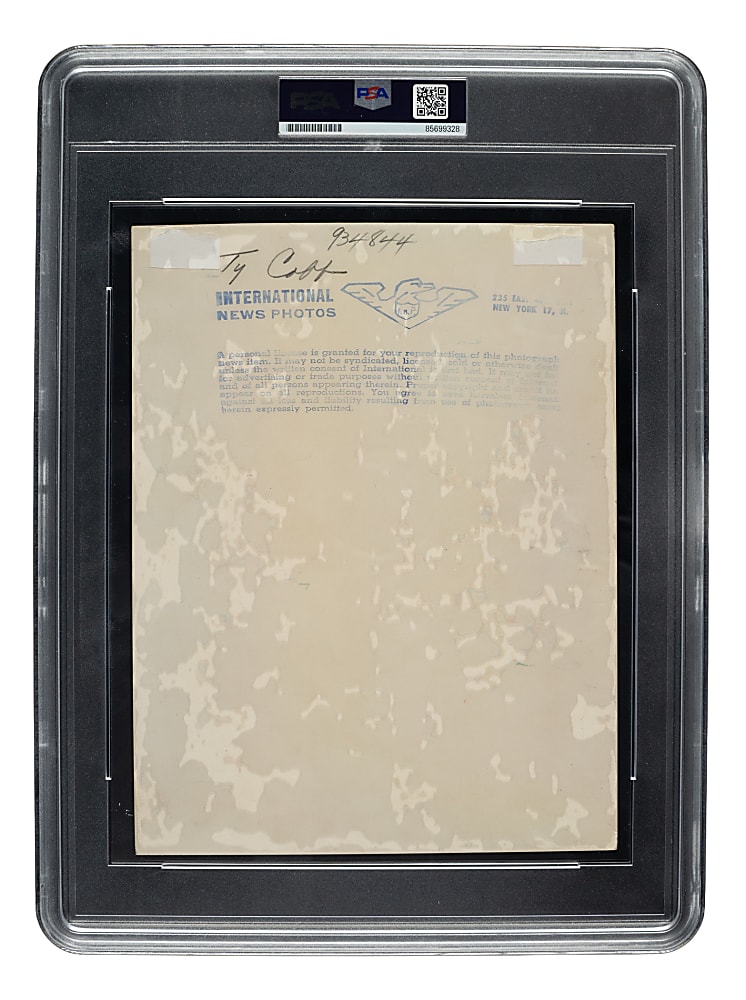 Circa 1950s Ty Cobb in 1941 Vintage International News Photograph PSA/DNA Type II