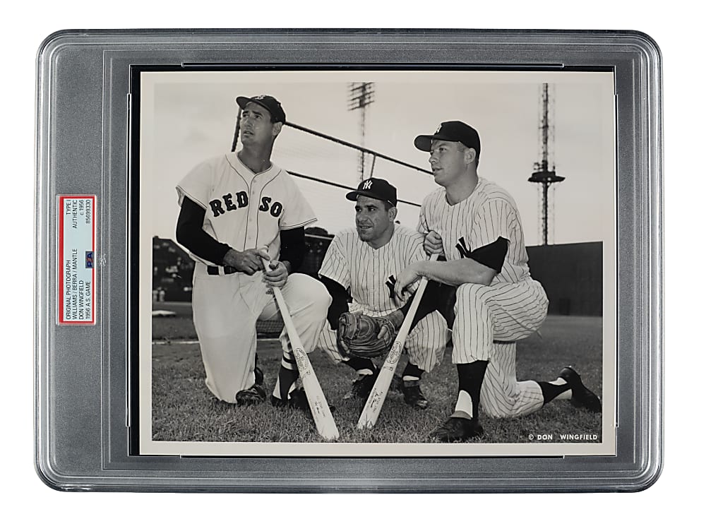Circa 1956 Ted Williams, Yogi Berra, and Mickey Mantle All-Star Game Original Don Wingfield Photograph PSA/DNA Type I