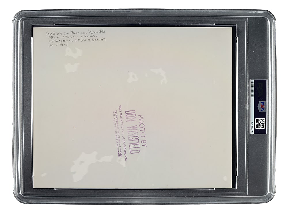 Circa 1956 Ted Williams, Yogi Berra, and Mickey Mantle All-Star Game Original Don Wingfield Photograph PSA/DNA Type I