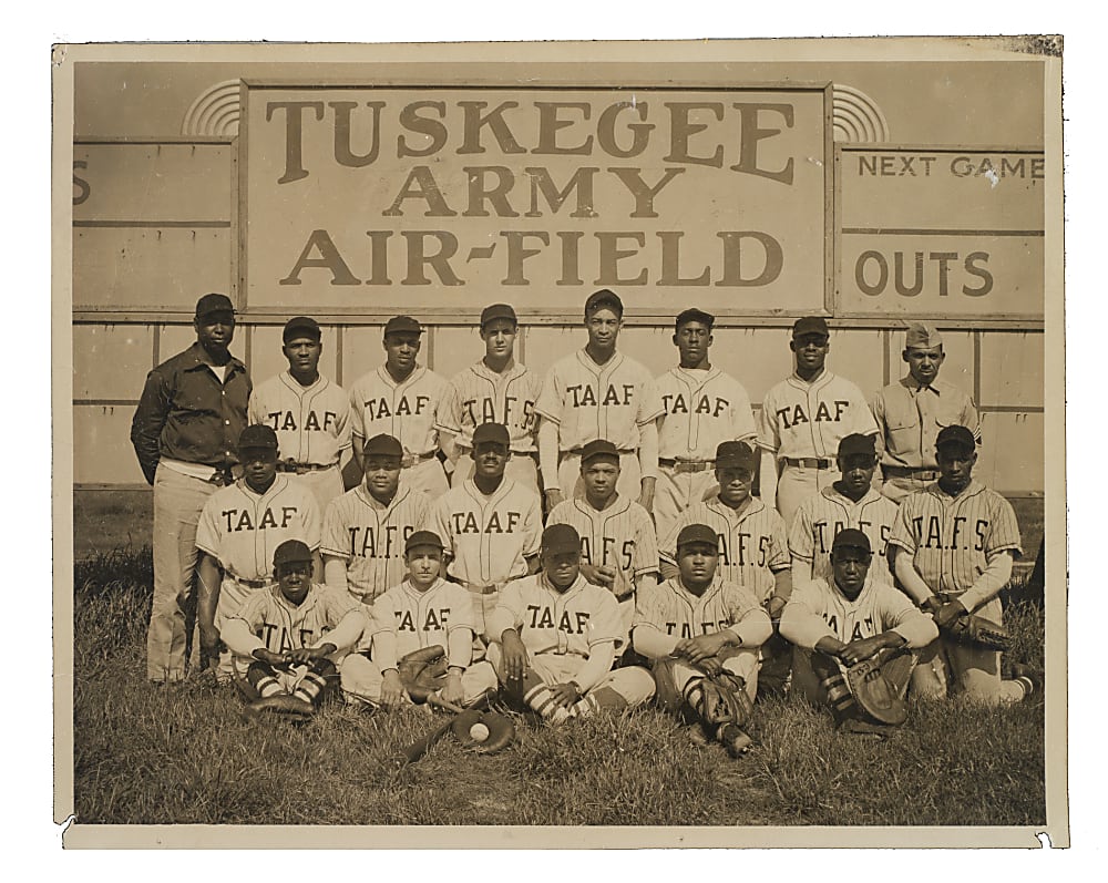 Circa 1940s Tuskegee Army Air-Field Baseball Team Original U.S.A.A.F. Photograph PSA/DNA Type I