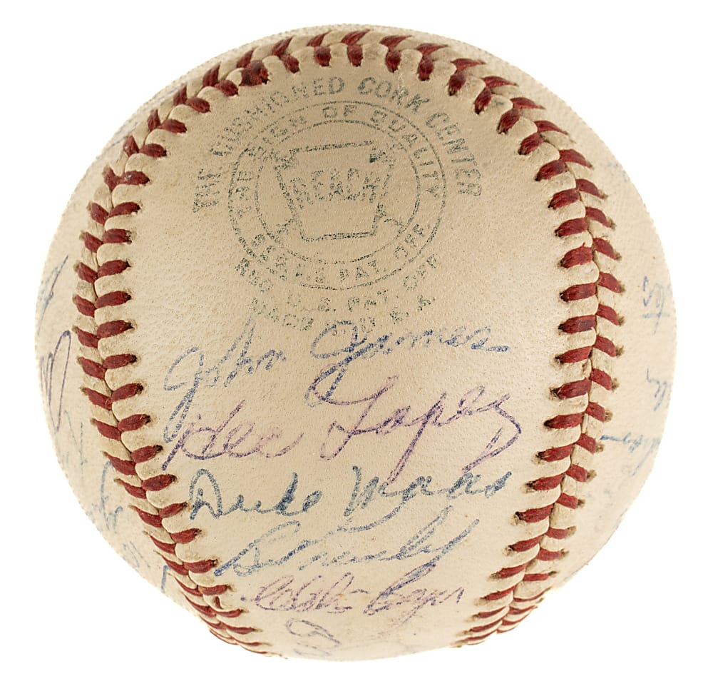 1960 New York Yankees American League Champions Team-Signed Baseball with Roger Maris and Yogi Berra - JSA