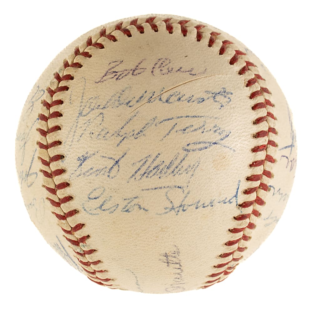 1960 New York Yankees American League Champions Team-Signed Baseball with Roger Maris and Yogi Berra - JSA