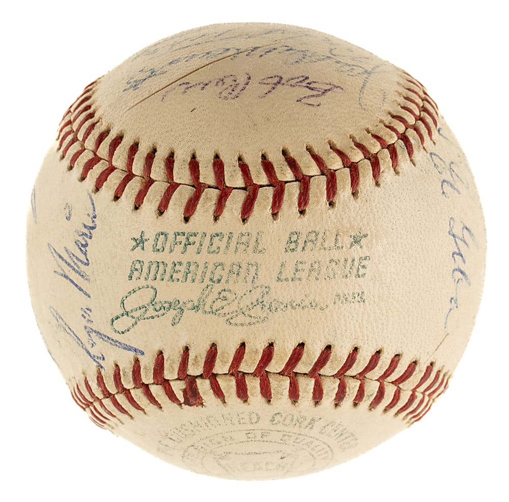 1960 New York Yankees American League Champions Team-Signed Baseball with Roger Maris and Yogi Berra - JSA