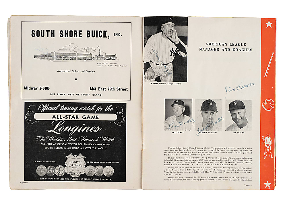 1950 All-Star Game Multi-Signed Program (50 Signatures) with DiMaggio, Stengel, Doby, and Hodges - JSA