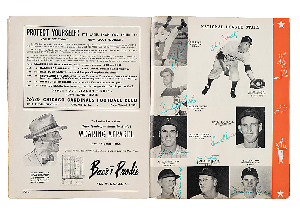 1950 All-Star Game Multi-Signed Program (50 Signatures) with DiMaggio, Stengel, Doby, and Hodges - JSA