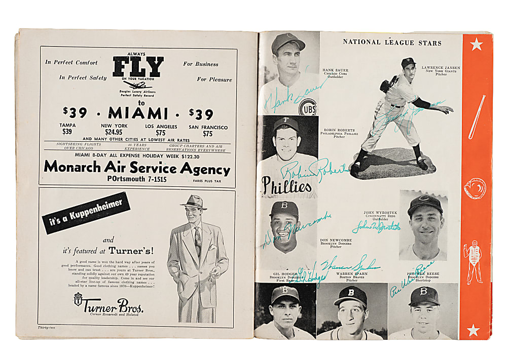 1950 All-Star Game Multi-Signed Program (50 Signatures) with DiMaggio, Stengel, Doby, and Hodges - JSA