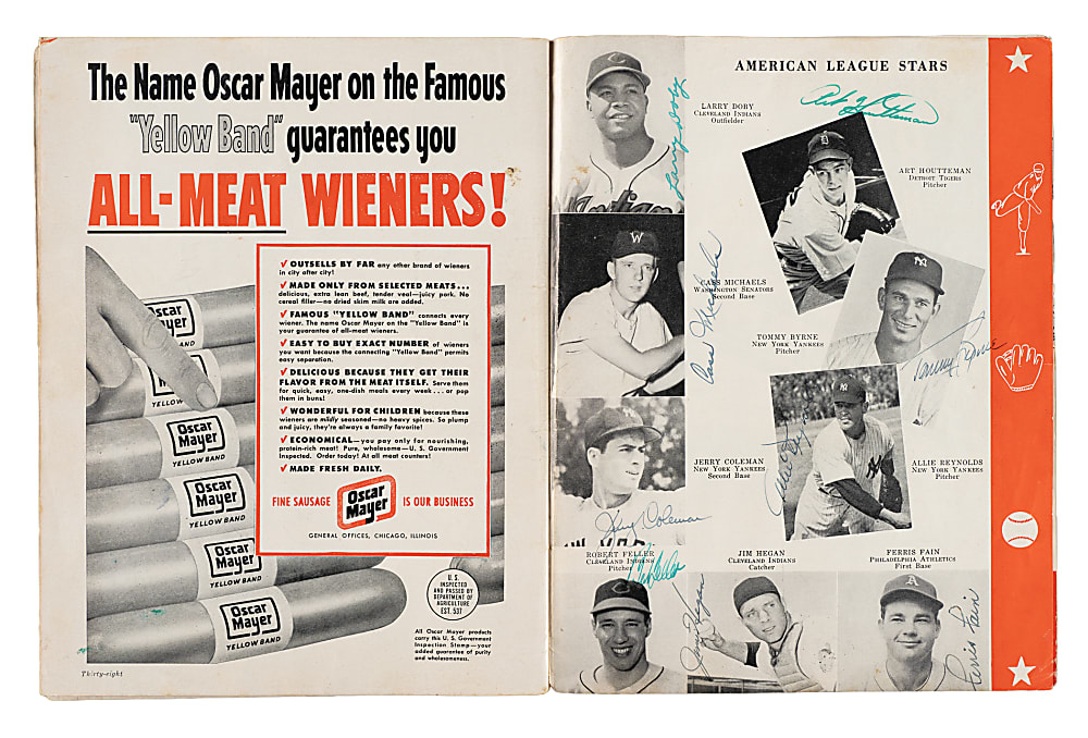 1950 All-Star Game Multi-Signed Program (50 Signatures) with DiMaggio, Stengel, Doby, and Hodges - JSA