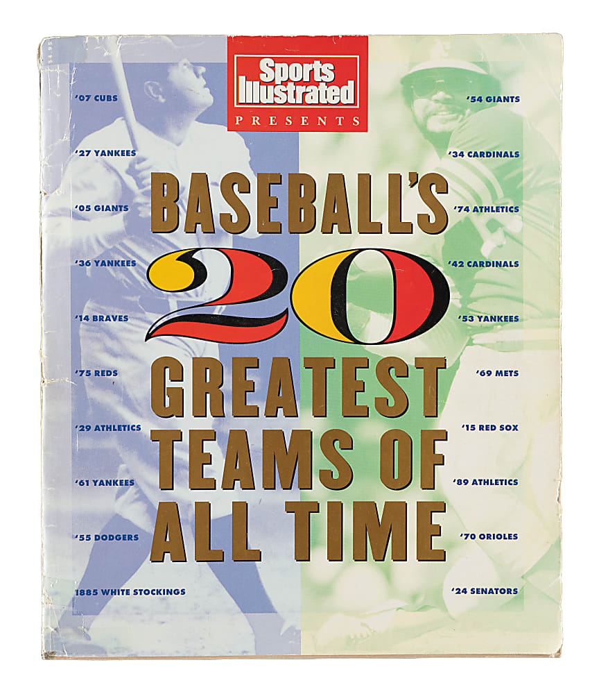 1991 "Sports Illustrated Presents Baseball's 20 Greatest Teams of All Time" Multi-Signed Magazine (98 Signatures) with Mantle "HOF 1974" Inscription, Mays, and DiMaggio - JSA