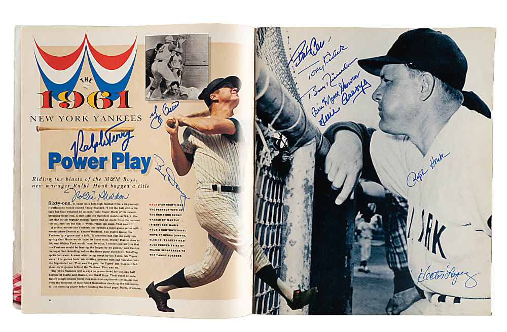 1991 "Sports Illustrated Presents Baseball's 20 Greatest Teams of All Time" Multi-Signed Magazine (98 Signatures) with Mantle "HOF 1974" Inscription, Mays, and DiMaggio - JSA
