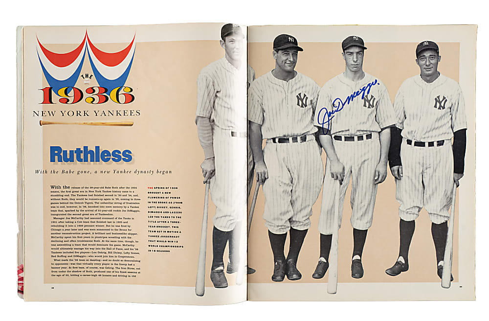 1991 "Sports Illustrated Presents Baseball's 20 Greatest Teams of All Time" Multi-Signed Magazine (98 Signatures) with Mantle "HOF 1974" Inscription, Mays, and DiMaggio - JSA