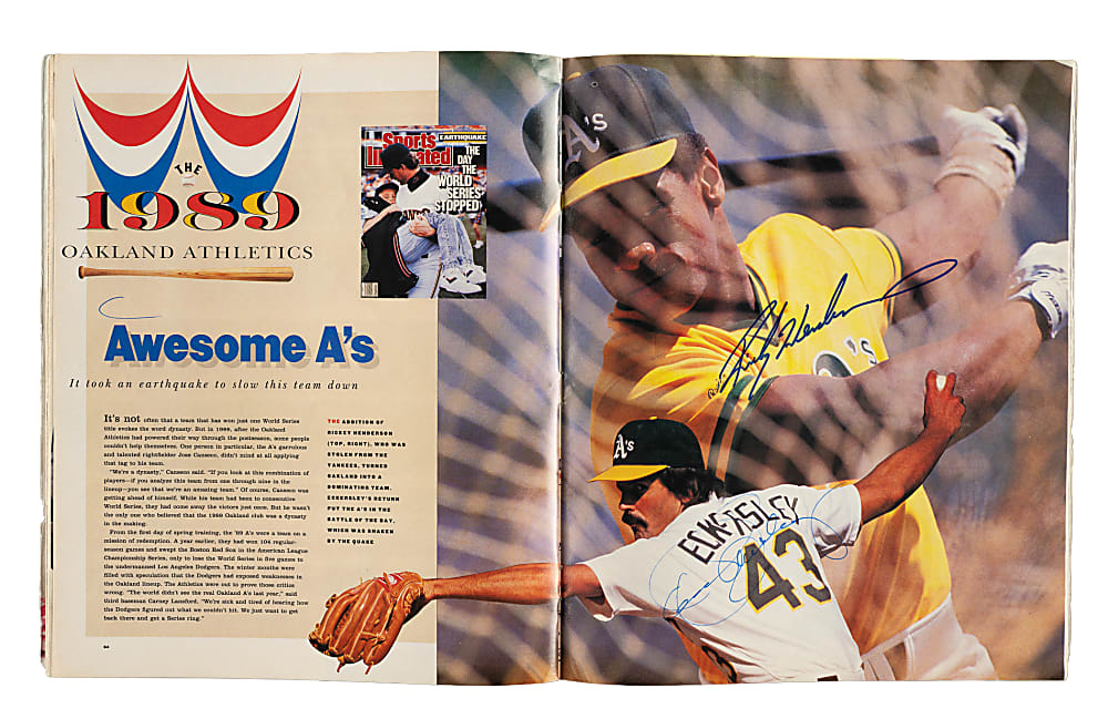 1991 "Sports Illustrated Presents Baseball's 20 Greatest Teams of All Time" Multi-Signed Magazine (98 Signatures) with Mantle "HOF 1974" Inscription, Mays, and DiMaggio - JSA