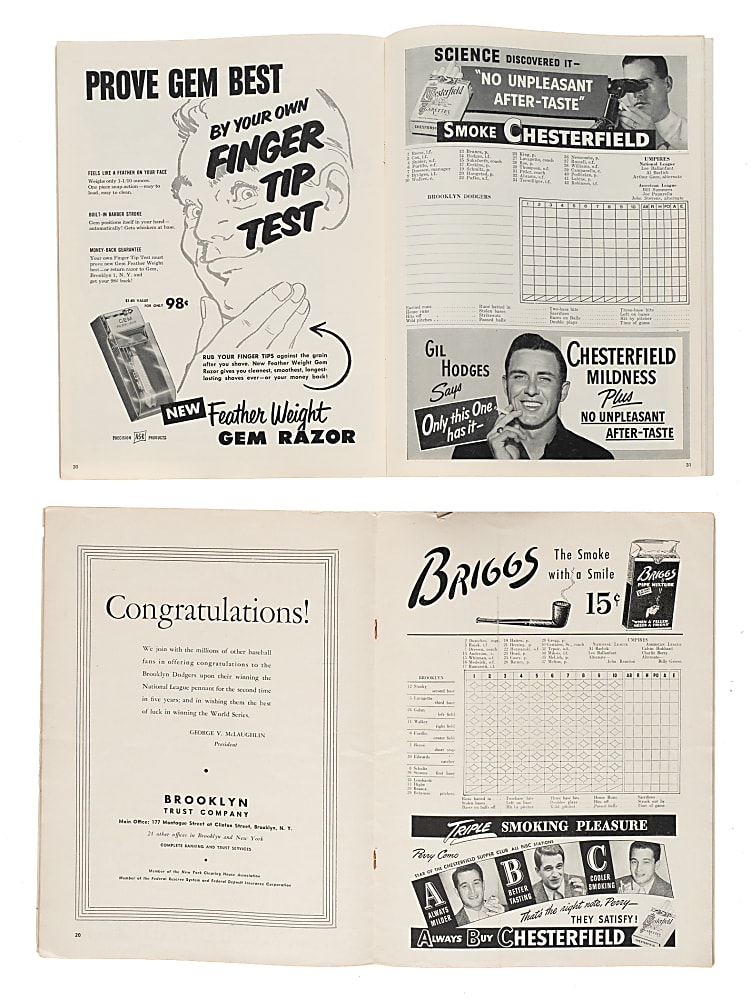 1946 and 1951 Brooklyn Dodgers Phantom World Series Program Pair