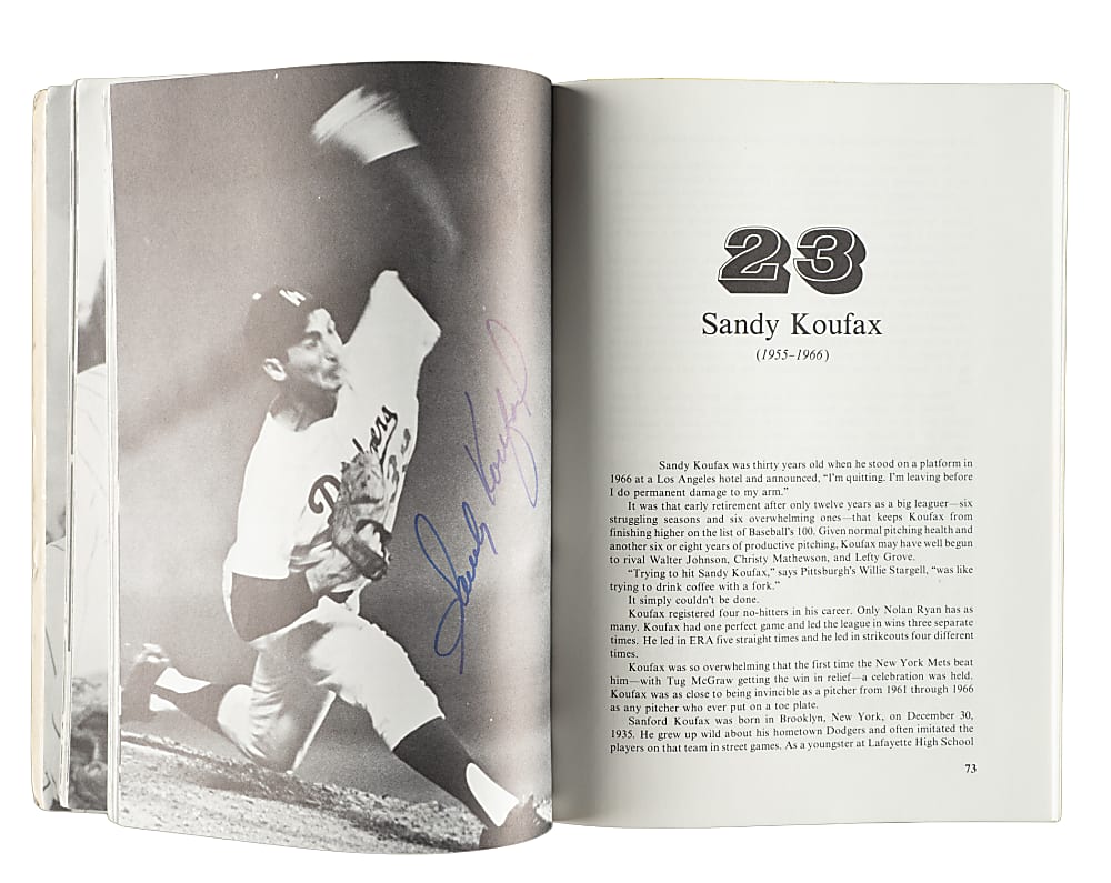 1981 "Baseball's 100" Multi-Signed Book (59 Signatures) with Mantle, Aaron, Koufax, Mays, T. Williams, and DiMaggio - JSA