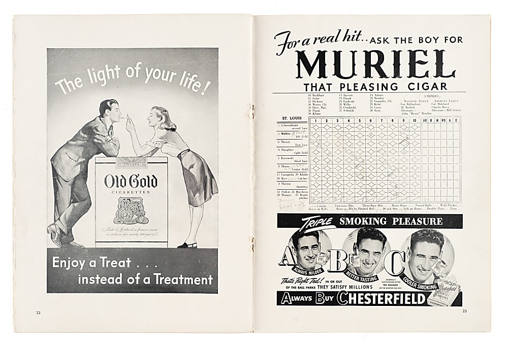 1941 to 1952 World Series Program Collection (6) Including Two Signed by Hall of Famers