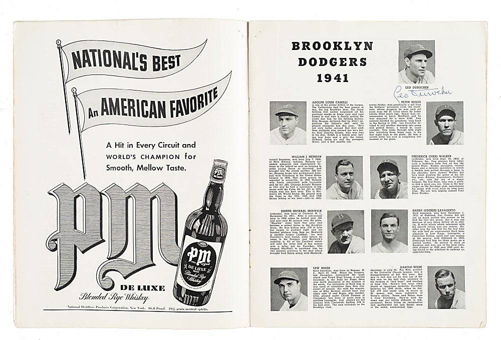 1941 to 1952 World Series Program Collection (6) Including Two Signed by Hall of Famers