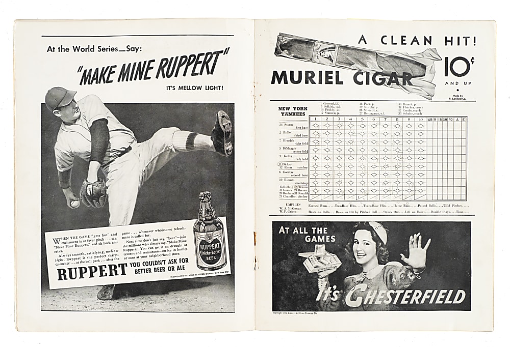 1941 to 1952 World Series Program Collection (6) Including Two Signed by Hall of Famers