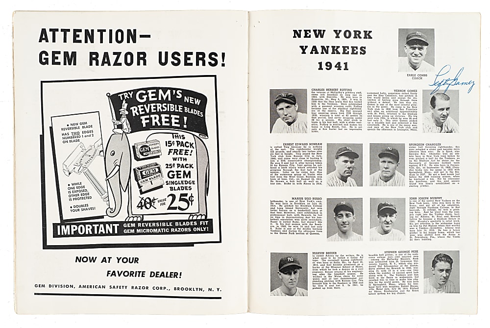 1941 to 1952 World Series Program Collection (6) Including Two Signed by Hall of Famers