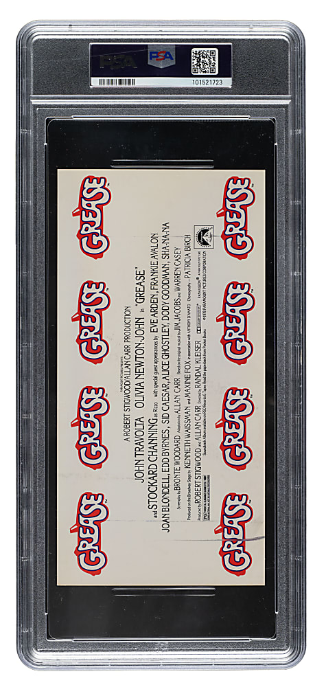 June 13, 1978 Grease World Premiere Full Ticket PSA EX 5 - John Travolta and Olivia Newton-John - The ONLY Graded Example!