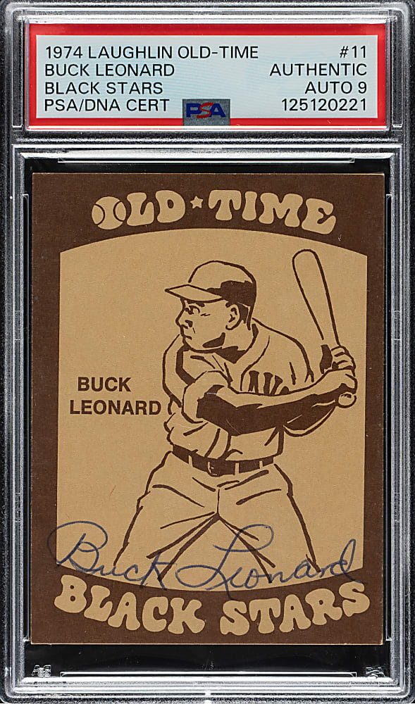 Signed 1974 Laughlin Old-Time Black Stars #11 Buck Leonard PSA/DNA MINT 9
