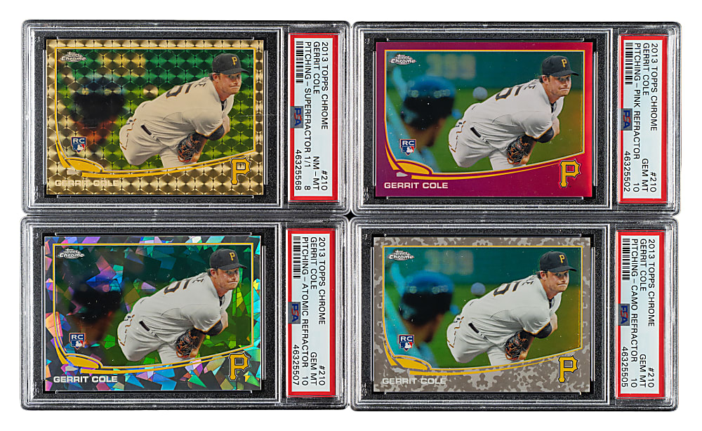 2013 Topps Chrome #210 Gerrit Cole Rookie Rainbow PSA-Graded Collection (15) Including 1/1 Superfractor