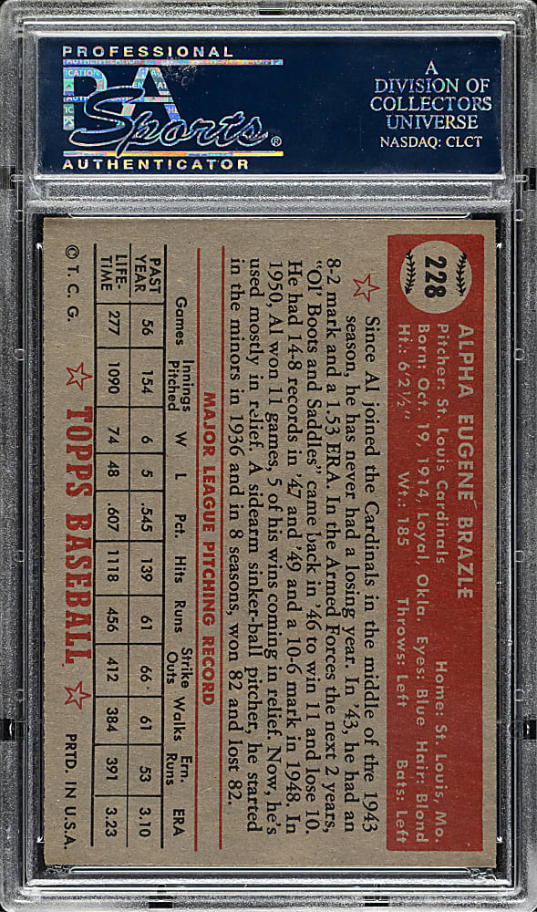1952 Topps #228 Al Brazle PSA NM-MT 8