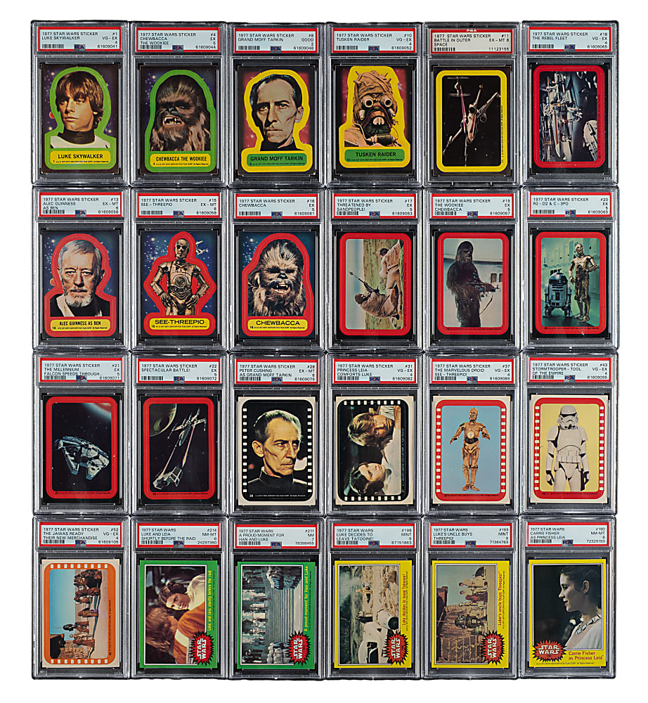 1977 Topps "Star Wars" Series 1-5 Complete Set (330) Plus Complete Sticker Set (55) Including 52 PSA-Graded Cards