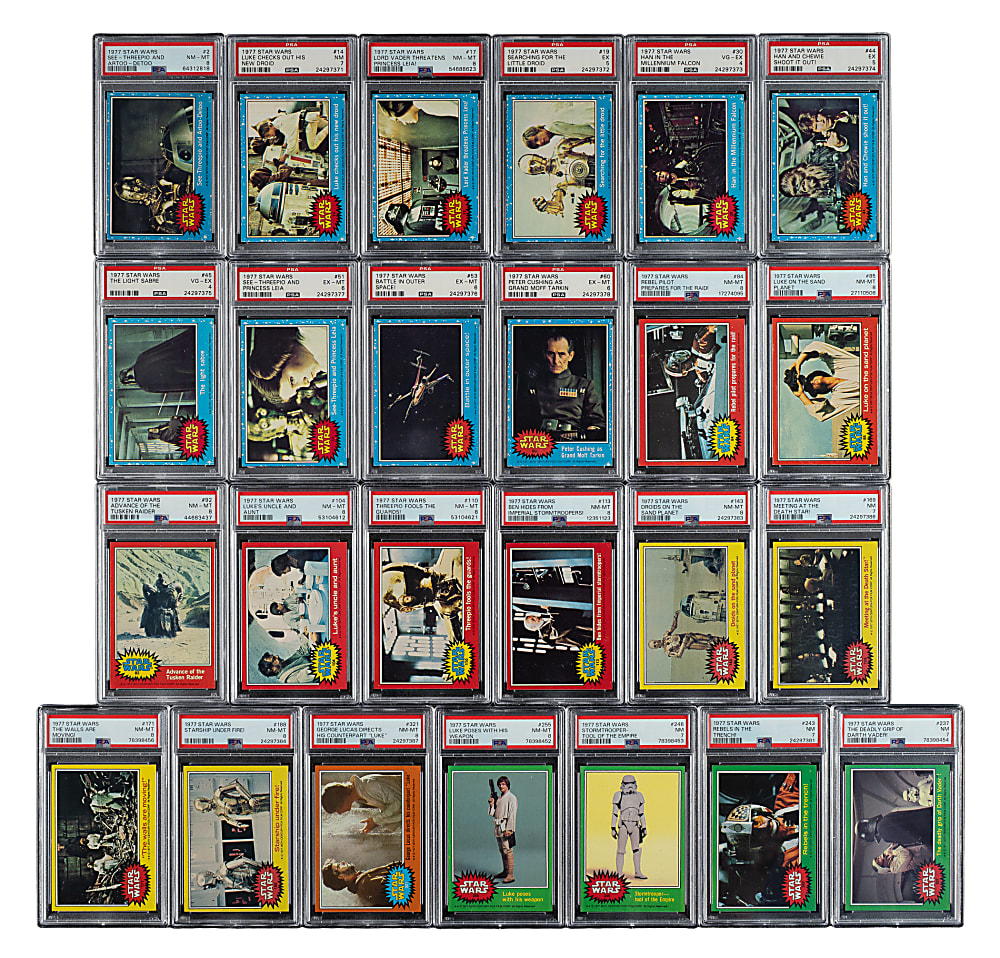 1977 Topps "Star Wars" Series 1-5 Complete Set (330) Plus Complete Sticker Set (55) Including 52 PSA-Graded Cards
