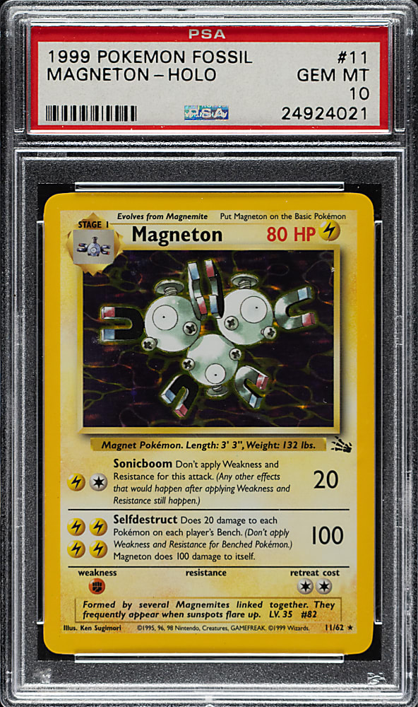1999 Pokemon Fossil #11 Magneton Holographic PSA GEM MINT 10